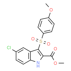 ChemSpider 2D Image | Methyl 5-chloro-3-[(4-methoxyphenyl)sulfonyl]-1H-indole-2-carboxylate | C17H14ClNO5S