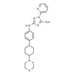 ChemSpider 2D Image | N~3~-{4-[4-(4-Morpholinyl)cyclohexyl]phenyl}-1-(2-pyridinyl)-1H-1,2,4-triazole-3,5-diamine | C23H29N7O