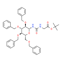ChemSpider 2D Image | 2-Methyl-2-propanyl [({(2R,3R,4S,5R,6R)-3,4,5-tris(benzyloxy)-6-[(benzyloxy)methyl]tetrahydro-2H-pyran-2-yl}carbamoyl)amino]acetate | C41H48N2O8