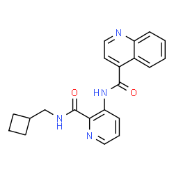 ChemSpider 2D Image | N-{2-[(Cyclobutylmethyl)carbamoyl]-3-pyridinyl}-4-quinolinecarboxamide | C21H20N4O2