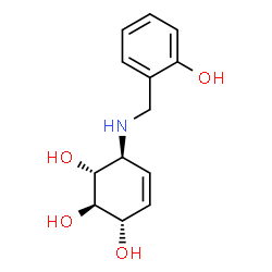 ChemSpider 2D Image | (1R,2R,3S,6S)-6-[(2-Hydroxybenzyl)amino]-4-cyclohexene-1,2,3-triol | C13H17NO4