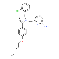 ChemSpider 2D Image | 6-({2-(2-Chlorophenyl)-5-[4-(pentyloxy)phenyl]-1H-pyrrol-1-yl}methyl)-2-pyridinamine | C27H28ClN3O