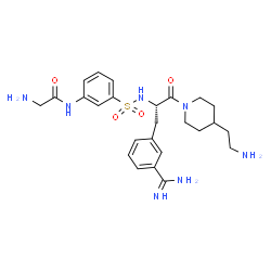 ChemSpider 2D Image | N-(3-{[(2S)-1-[4-(2-Aminoethyl)-1-piperidinyl]-3-(3-carbamimidoylphenyl)-1-oxo-2-propanyl]sulfamoyl}phenyl)glycinamide | C25H35N7O4S