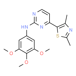 ChemSpider 2D Image | 4-(2,4-Dimethyl-1,3-thiazol-5-yl)-N-(3,4,5-trimethoxyphenyl)-2-pyrimidinamine | C18H20N4O3S