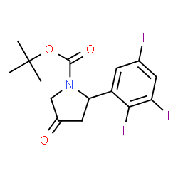 ChemSpider 2D Image | 2-Methyl-2-propanyl 4-oxo-2-(2,3,5-triiodophenyl)-1-pyrrolidinecarboxylate | C15H16I3NO3