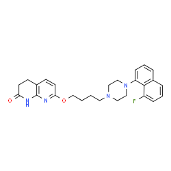 ChemSpider 2D Image | 7-{4-[4-(8-Fluoro-1-naphthyl)-1-piperazinyl]butoxy}-3,4-dihydro-1,8-naphthyridin-2(1H)-one | C26H29FN4O2