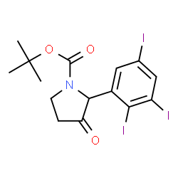 ChemSpider 2D Image | 2-Methyl-2-propanyl 3-oxo-2-(2,3,5-triiodophenyl)-1-pyrrolidinecarboxylate | C15H16I3NO3