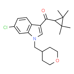 ChemSpider 2D Image | [6-Chloro-1-(tetrahydro-2H-pyran-4-ylmethyl)-1H-indol-3-yl](2,2,3,3-tetramethylcyclopropyl)methanone | C22H28ClNO2