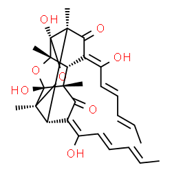 ChemSpider 2D Image | (1S,3R,4R,6Z,7R,8S,10R,11R,13E,14S)-3,10-Dihydroxy-6,13-bis[(2E,4E)-1-hydroxy-2,4-hexadien-1-ylidene]-1,4,8,11-tetramethyl-2,9-dioxapentacyclo[8.4.0.0~3,8~.0~4,14~.0~7,11~]tetradecane-5,12-dione | C28H32O8
