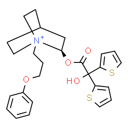 ChemSpider 2D Image | (2R)-2-[2-Hydroxy(di-2-thienyl)acetoxy]-1-(3-phenoxypropyl)-1-azoniabicyclo[2.2.2]octane | C26H30NO4S2
