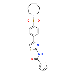ChemSpider 2D Image | N-{4-[4-(1-Azepanylsulfonyl)phenyl]-1,3-thiazol-2-yl}-2-thiophenecarboxamide | C20H21N3O3S3