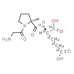 ChemSpider 2D Image | Glycyl-2-methyl-L-prolyl-L-(~13~C_5_,~15~N)glutamic acid | C813C5H21N215NO6
