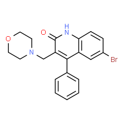 ChemSpider 2D Image | 6-Bromo-3-(4-morpholinylmethyl)-4-phenyl-2(1H)-quinolinone | C20H19BrN2O2