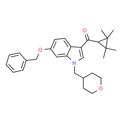 ChemSpider 2D Image | [6-(Benzyloxy)-1-(tetrahydro-2H-pyran-4-ylmethyl)-1H-indol-3-yl](2,2,3,3-tetramethylcyclopropyl)methanone | C29H35NO3