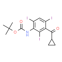 ChemSpider 2D Image | 2-Methyl-2-propanyl [3-(cyclopropylcarbonyl)-2,4,6-triiodophenyl]carbamate | C15H16I3NO3