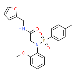 ChemSpider 2D Image | N-(2-Furylmethyl)-N~2~-(2-methoxyphenyl)-N~2~-[(4-methylphenyl)sulfonyl]glycinamide | C21H22N2O5S