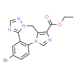 ChemSpider 2D Image | Ethyl 3-bromo-9H-imidazo[1,5-a][1,2,4]triazolo[1,5-d][1,4]benzodiazepine-10-carboxylate | C15H12BrN5O2