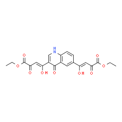 ChemSpider 2D Image | diethyl (3Z,3'Z)-4,4'-(4-hydroxyquinoline-3,6-diyl)bis(4-hydroxy-2-oxobut-3-enoate) | C21H19NO9