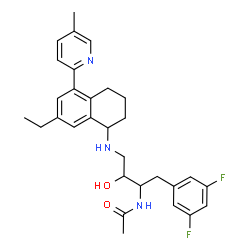 ChemSpider 2D Image | N-[1-(3,5-Difluorophenyl)-4-{[7-ethyl-5-(5-methyl-2-pyridinyl)-1,2,3,4-tetrahydro-1-naphthalenyl]amino}-3-hydroxy-2-butanyl]acetamide | C30H35F2N3O2