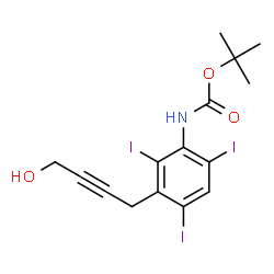 ChemSpider 2D Image | 2-Methyl-2-propanyl [3-(4-hydroxy-2-butyn-1-yl)-2,4,6-triiodophenyl]carbamate | C15H16I3NO3