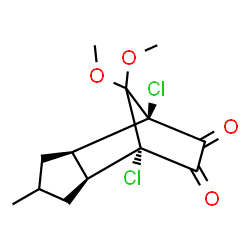ChemSpider 2D Image | (1R,2R,6S,7S)-1,7-Dichloro-10,10-dimethoxy-4-methyltricyclo[5.2.1.0~2,6~]decane-8,9-dione | C13H16Cl2O4