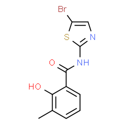 ChemSpider 2D Image | N-(5-Bromo-1,3-thiazol-2-yl)-2-hydroxy-3-methylbenzamide | C11H9BrN2O2S