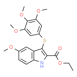 ChemSpider 2D Image | Ethyl 5-methoxy-3-[(3,4,5-trimethoxyphenyl)sulfanyl]-1H-indole-2-carboxylate | C21H23NO6S