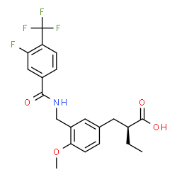 ChemSpider 2D Image | (2S)-2-[3-({[3-Fluoro-4-(trifluoromethyl)benzoyl]amino}methyl)-4-methoxybenzyl]butanoic acid | C21H21F4NO4