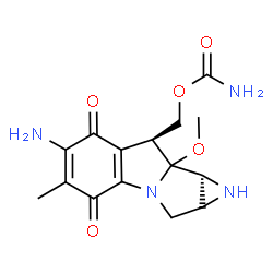 ChemSpider 2D Image | [(8S,8bS)-6-Amino-8a-methoxy-5-methyl-4,7-dioxo-1,1a,2,4,7,8,8a,8b-octahydroazireno[2',3':3,4]pyrrolo[1,2-a]indol-8-yl]methyl carbamate | C15H18N4O5