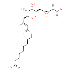 ChemSpider 2D Image | 9-({(2E)-4-[(2S,3R,4R,5S)-3,4-Dihydroxy-5-({(3S)-3-[(2S,3S)-3-hydroxy-2-butanyl]-2-oxiranyl}methyl)tetrahydro-2H-pyran-2-yl]-3-methyl-2-butenoyl}oxy)nonanoic acid (non-preferred name) | C26H44O9