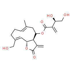 ChemSpider 2D Image | (3aR,6E,10Z,11aR)-10-(Hydroxymethyl)-6-methyl-3-methylene-2-oxo-2,3,3a,4,5,8,9,11a-octahydrocyclodeca[b]furan-4-yl (3R)-3,4-dihydroxy-2-methylenebutanoate | C20H26O7