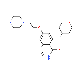 ChemSpider 2D Image | 7-[2-(4-Methyl-1-piperazinyl)ethoxy]-5-(tetrahydro-2H-pyran-4-yloxy)-4(1H)-quinazolinone | C20H28N4O4