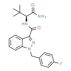 ChemSpider 2D Image | N-[(2S)-1-Amino-3,3-dimethyl-1-oxo-2-butanyl]-1-(4-fluorobenzyl)-1H-indazole-3-carboxamide | C21H23FN4O2