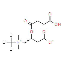 ChemSpider 2D Image | (3R)-3-[(3-Carboxypropanoyl)oxy]-4-{dimethyl[(~2~H_3_)methyl]ammonio}butanoate | C11H16D3NO6
