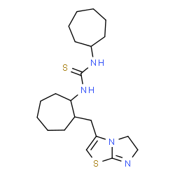 ChemSpider 2D Image | 1-Cycloheptyl-3-[2-(5,6-dihydroimidazo[2,1-b][1,3]thiazol-3-ylmethyl)cycloheptyl]thiourea | C21H34N4S2