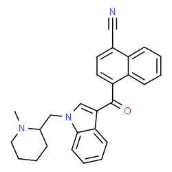 ChemSpider 2D Image | 4-({1-[(1-Methyl-2-piperidinyl)methyl]-1H-indol-3-yl}carbonyl)-1-naphthonitrile | C27H25N3O