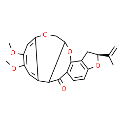 ChemSpider 2D Image | (2S)-2-Isopropenyl-8,9-dimethoxy-1,2,12,12a-tetrahydrochromeno[3,4-b]furo[2,3-h]chromen-6(6aH)-one | C23H22O6