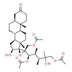 ChemSpider 2D Image | (5alpha,16beta,17alpha,22R,23S)-22,26-Diacetoxy-16,25-dihydroxy-23-methyl-3-oxo-17,20-epoxyergostan-21-yl acetate | C35H54O10