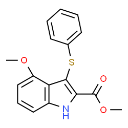 ChemSpider 2D Image | Methyl 4-methoxy-3-(phenylsulfanyl)-1H-indole-2-carboxylate | C17H15NO3S
