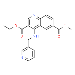 ChemSpider 2D Image | 3-Ethyl 6-methyl 4-[(3-pyridinylmethyl)amino]-3,6-quinolinedicarboxylate | C20H19N3O4