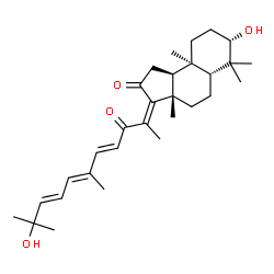 ChemSpider 2D Image | (3Z,3aS,5aR,7S,9aR,9bS)-7-Hydroxy-3-[(4E,6E,8E)-10-hydroxy-6,10-dimethyl-3-oxo-4,6,8-undecatrien-2-ylidene]-3a,6,6,9a-tetramethyldodecahydro-2H-cyclopenta[a]naphthalen-2-one | C30H44O4