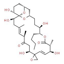 ChemSpider 2D Image | (1'R,2'R,4'E,6'R,9'S,11'E,13'S,14'R,17'R,18'R,21'S,23'R,26'R)-17'-Butyl-2',9',13',18',26'-pentahydroxy-4',6',14'-trimethyl-7'H,15'H-spiro[oxirane-2,10'-[16,27,28]trioxatricyclo[19.5.1.1~1,23~]octacosa
[4,11]diene]-7',15'-dione | C33H52O11