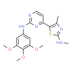 ChemSpider 2D Image | 4-[4-Methyl-2-(methylamino)-1,3-thiazol-5-yl]-N-(3,4,5-trimethoxyphenyl)-2-pyrimidinamine | C18H21N5O3S