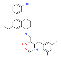 ChemSpider 2D Image | N-[4-{[5-(3-Aminophenyl)-7-ethyl-1,2,3,4-tetrahydro-1-naphthalenyl]amino}-1-(3,5-difluorophenyl)-3-hydroxy-2-butanyl]acetamide | C30H35F2N3O2