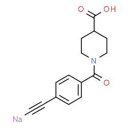ChemSpider 2D Image | ({4-[(4-Carboxy-1-piperidinyl)carbonyl]phenyl}ethynyl)sodium | C15H14NNaO3