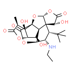 ChemSpider 2D Image | (1R,3R,6R,7R,8S,9S,10S,11S,13S,16S,17R)-9-(Ethylamino)-6,12,17-trihydroxy-16-methyl-8-(2-methyl-2-propanyl)-2,4,14,19-tetraoxahexacyclo[8.7.2.0~1,11~.0~3,7~.0~7,11~.0~13,17~]nonadecane-5,15,18-trione | C22H29NO10