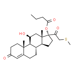 ChemSpider 2D Image | (11beta)-11-Hydroxy-21-(methylsulfanyl)-3,20-dioxopregn-4-en-17-yl butyrate | C26H38O5S