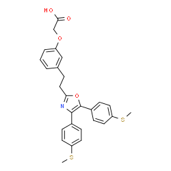 ChemSpider 2D Image | [3-(2-{4,5-Bis[4-(methylsulfanyl)phenyl]-1,3-oxazol-2-yl}ethyl)phenoxy]acetic acid | C27H25NO4S2