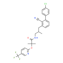 ChemSpider 2D Image | N-[3-(4'-Chloro-2-cyano-3-biphenylyl)-2-methylpropyl]-2-methyl-2-{[5-(trifluoromethyl)-2-pyridinyl]oxy}propanamide | C27H25ClF3N3O2