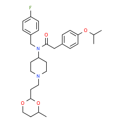 ChemSpider 2D Image | N-(4-Fluorobenzyl)-2-(4-isopropoxyphenyl)-N-{1-[2-(4-methyl-1,3-dioxan-2-yl)ethyl]-4-piperidinyl}acetamide | C30H41FN2O4